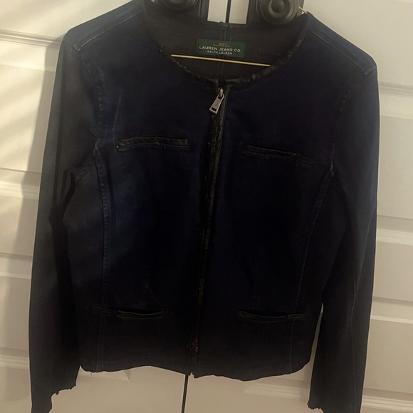 Ralph Lauren Denim collarless tailored blazer jeans jacket